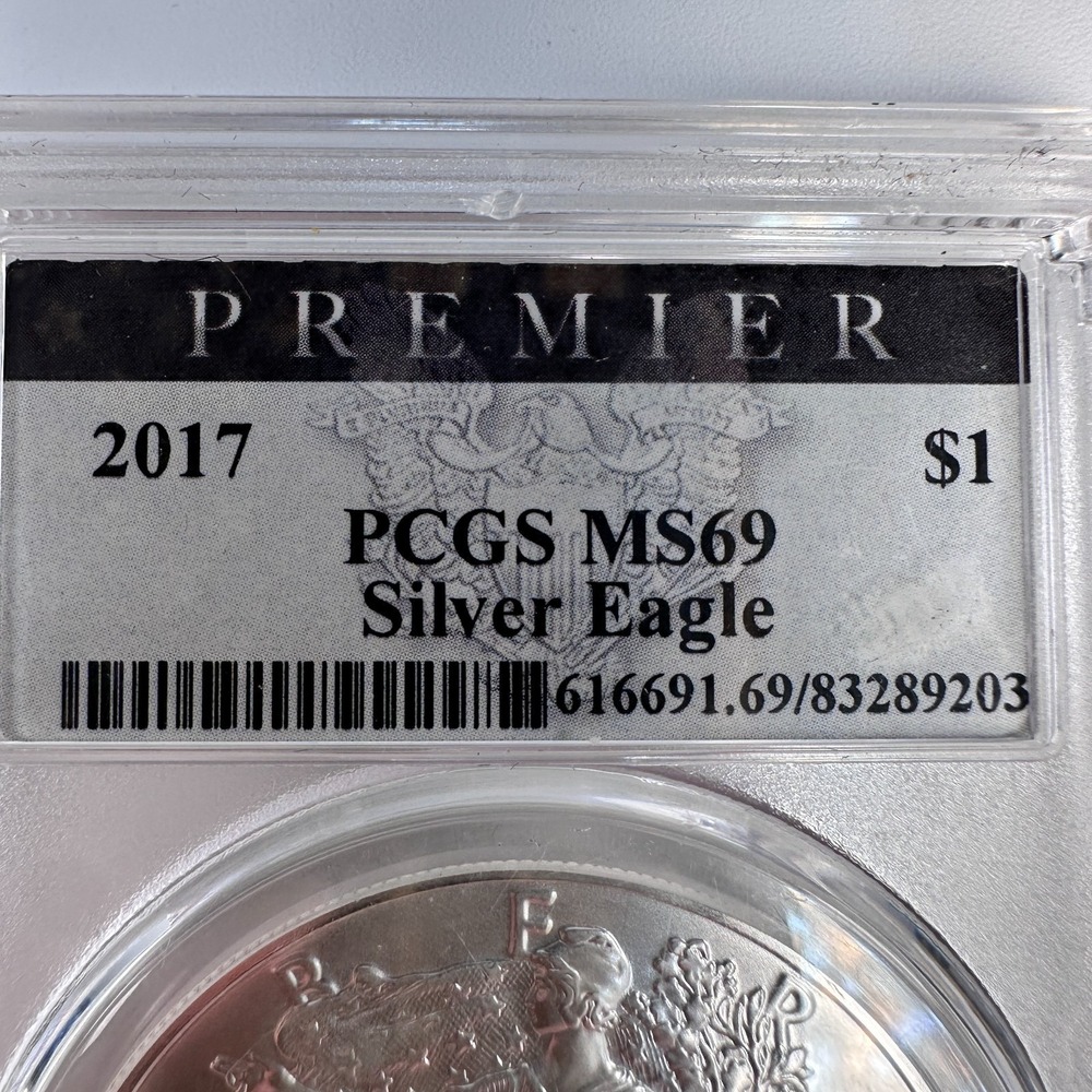 2017 (S) $1 Silver Eagle PCGS MS69 Premier Label Struck @ SF Mint "Near Perfect" - Picture 3 of 16